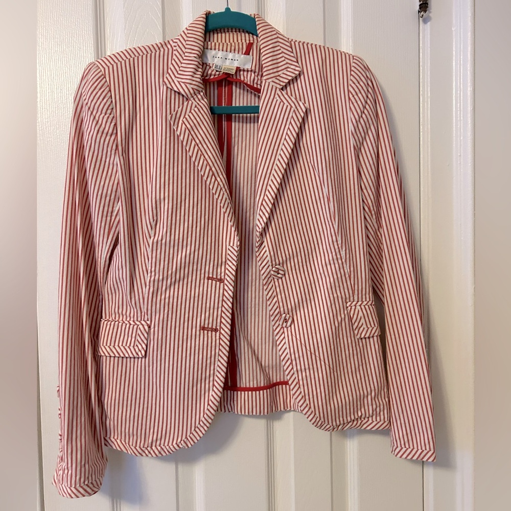 Zara Pinstripe Blazer Red & White Women’s Size S